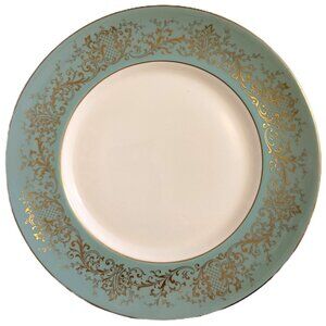 Vintage Royal Doulton DELAMERIE TURQUOISE Gold Filigree Plate Elegant Blue 10.5"